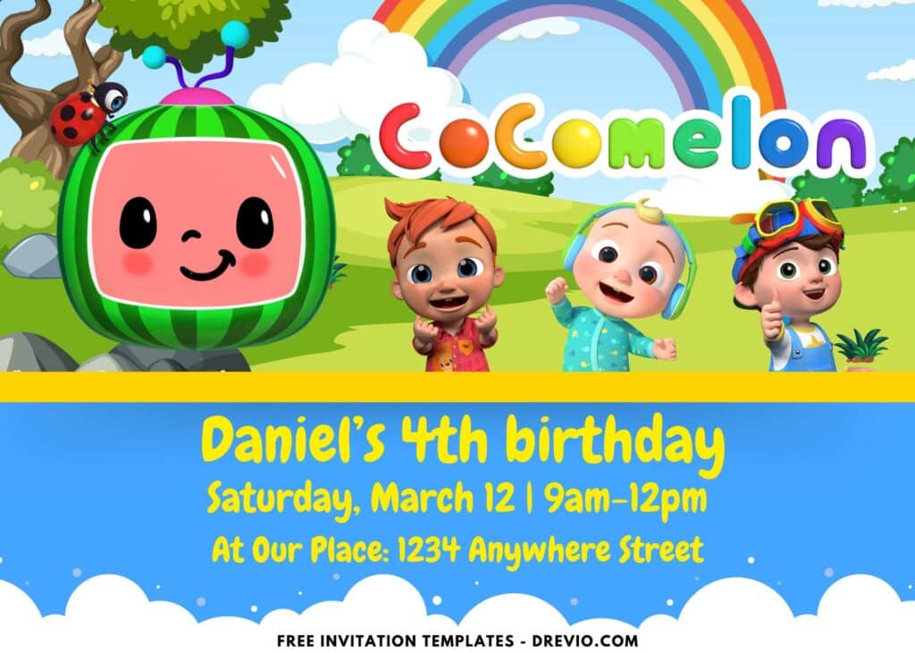 Cocomelon Birthday Invitations