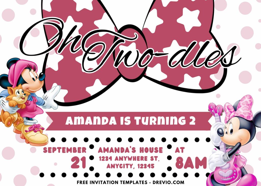 Oh Two-dles Minnie Mouse 2nd birthday invitations