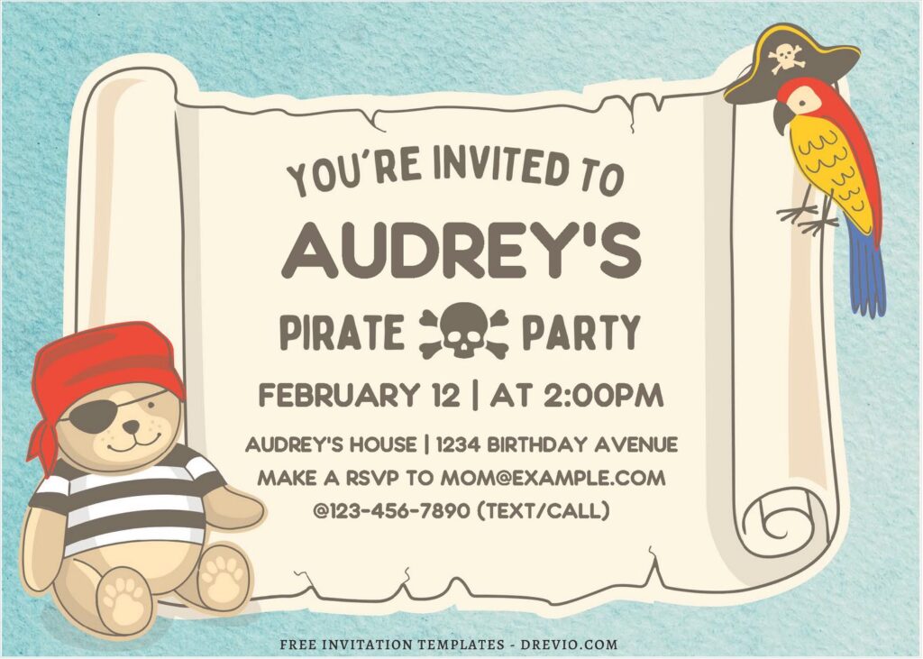 Calling All Teddy Bear Pirate Birthday Invitations 