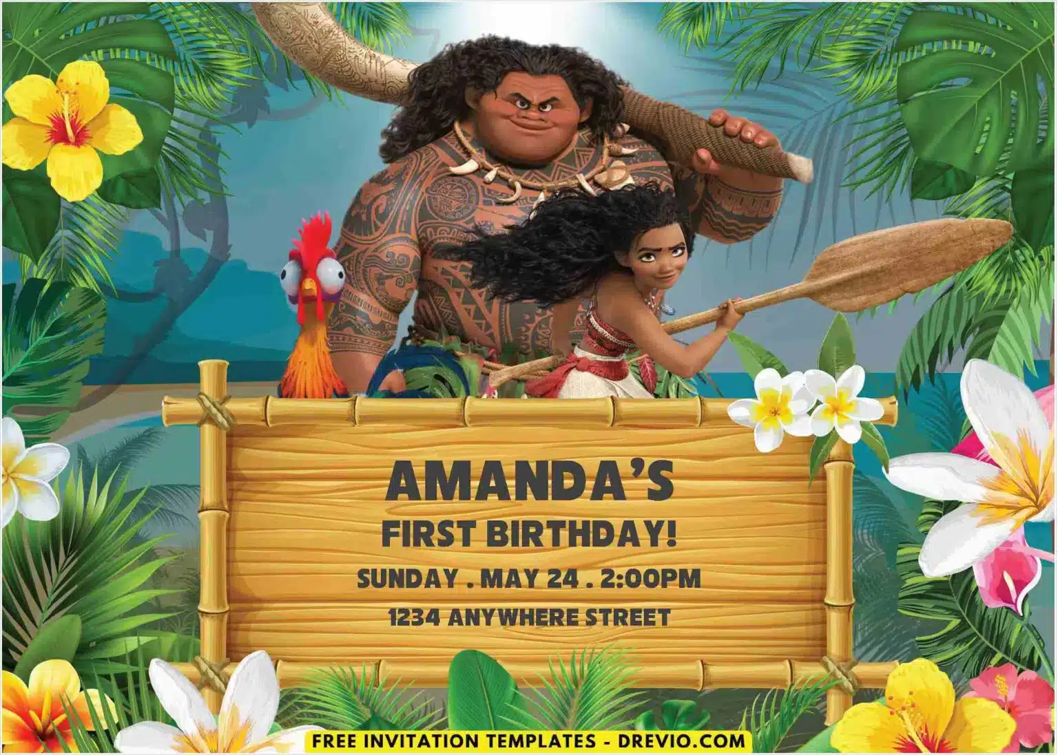 Stunning Moana Birthday Party Invitations