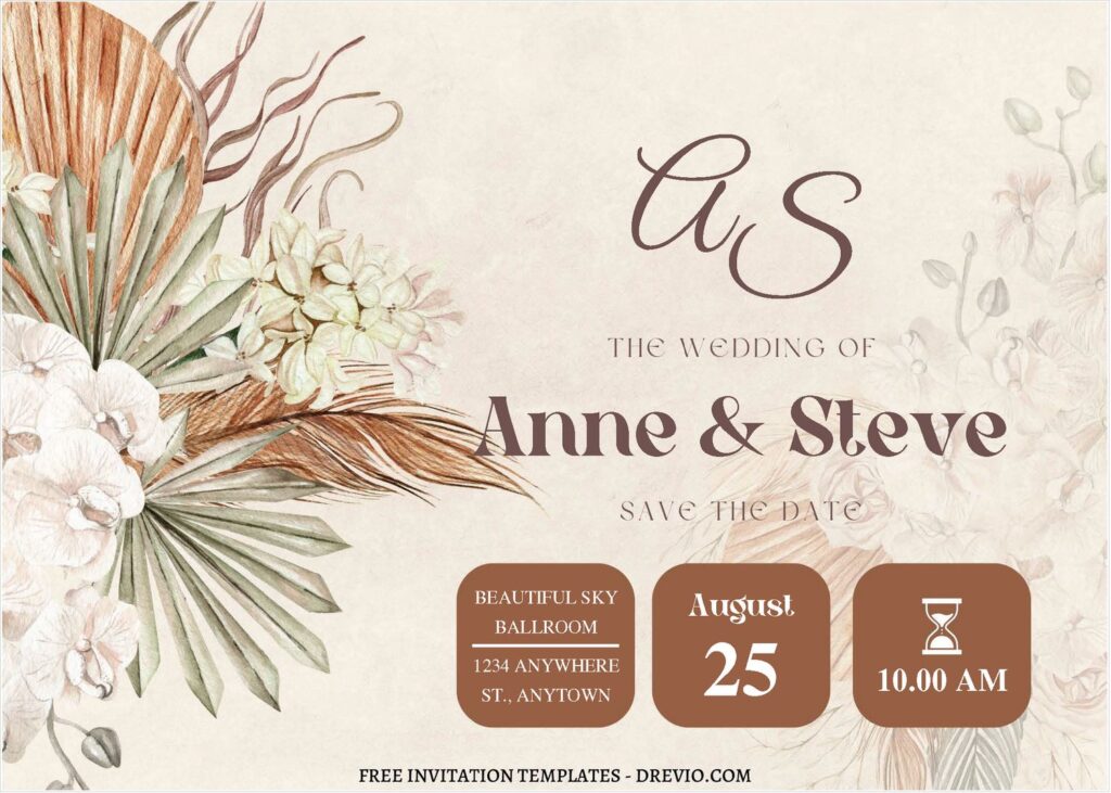 Boho Pampas Greenery Wedding Invitations
