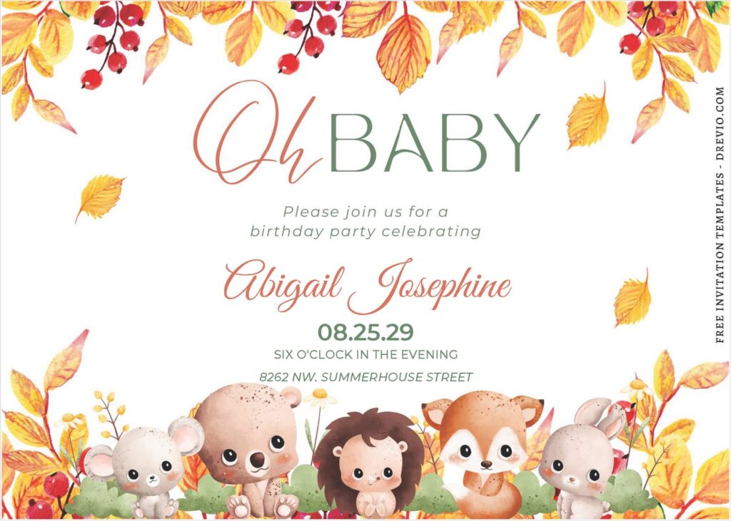 Wild One Woodland Birthday Invitations 