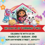 (Free Canva Template) Magical Gabby Dollhouse Birthday Party Kits