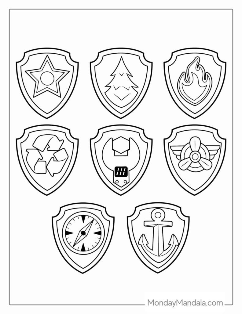 Paw Patrol Badges Coloring Pages Templates