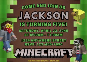 Minecraft Gamer Sleepover Birthday Invitations