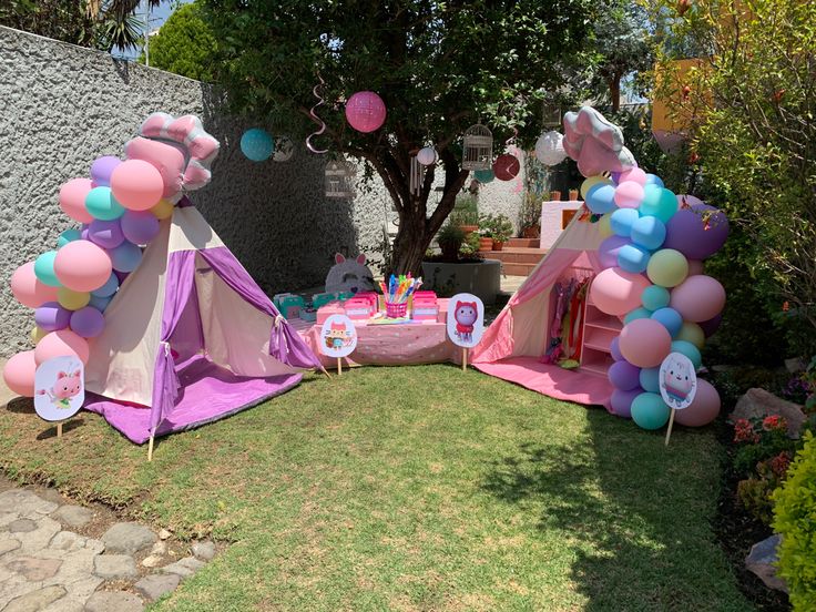 Backyard Gabby Dollhouse Sleepover Tents Birthday Party