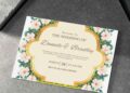 Elegant Gold Frame and Floral border wedding invitations