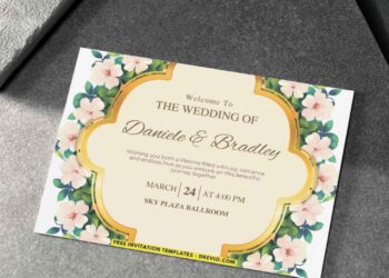 Elegant Gold Frame and Floral border wedding invitations