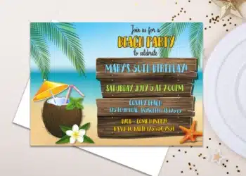 Beach Birthday Invitations (Credit: partyprintexpress)