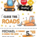 FREE Editable Canva – 7+ Cool Construction Birthday Invitation Templates
