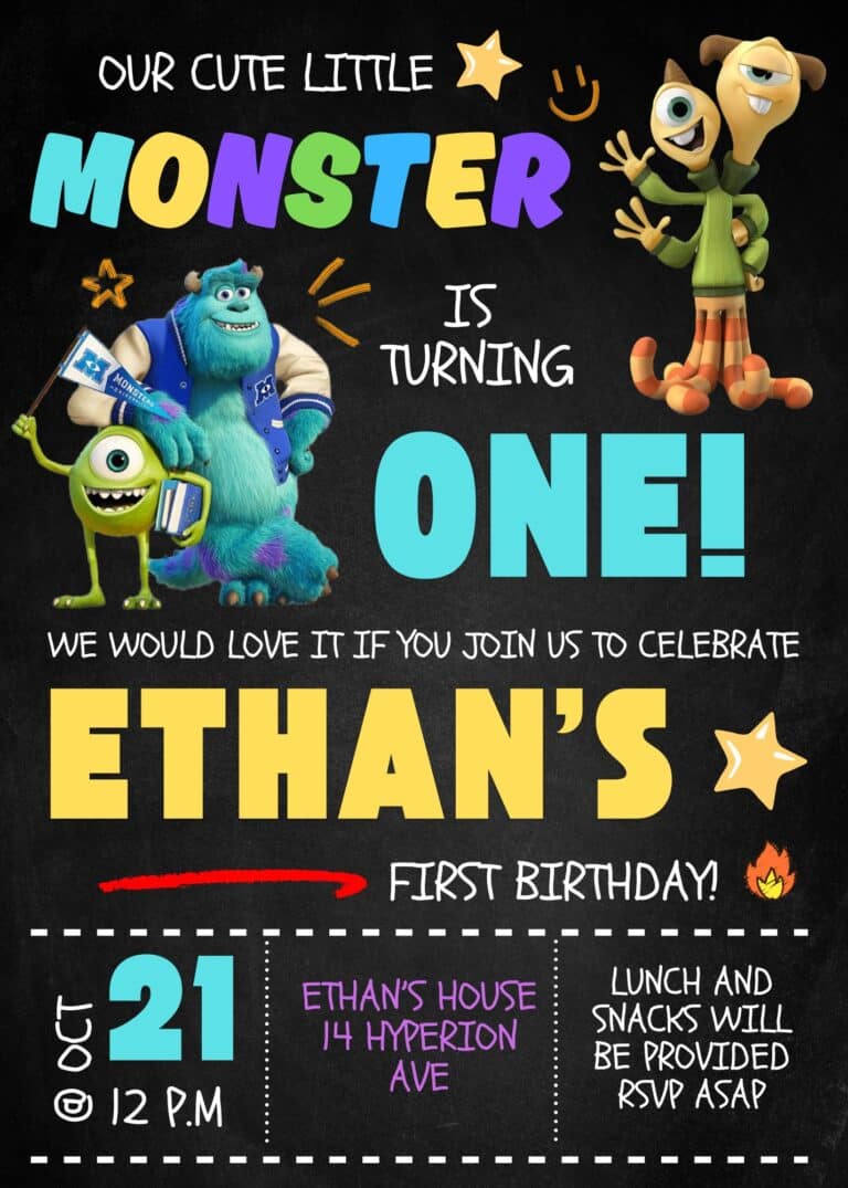 FREE Editable Canva - 7+ Amazing Monster University Birthday Invitation Templates