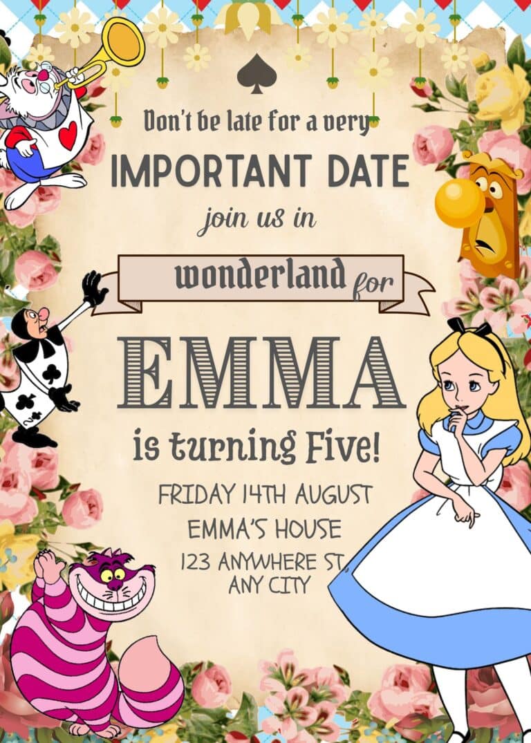 FREE Editable Canva - 7+ Tea Time Alice In Wonderland Birthday Invitation Templates