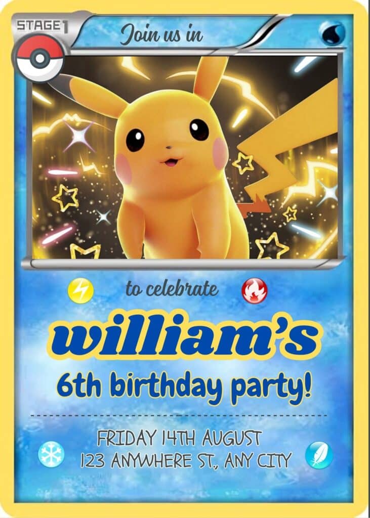 pokemon trading card birthday invitation Charizard Pokmon Final payment will be due prior to production Pokemon Birthday Invitation 5 -