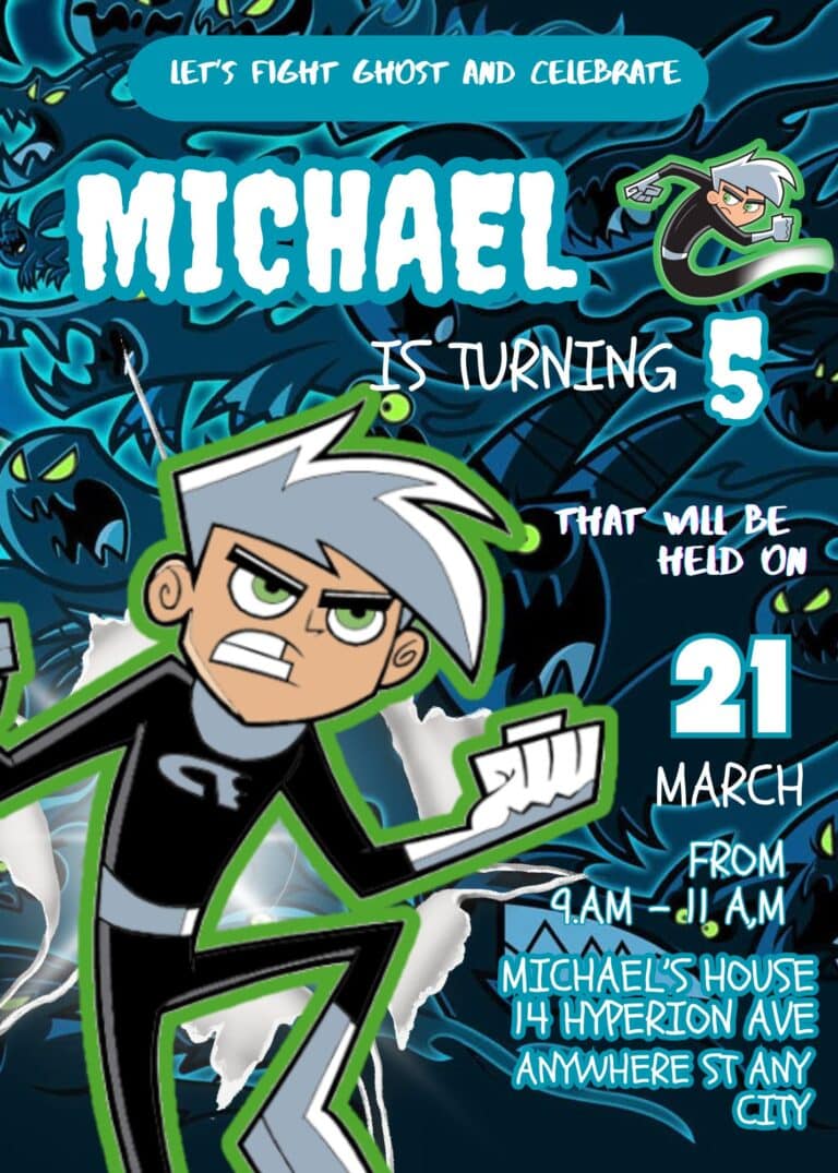 FREE Editable Canva - 8+ Fight! Danny Phantom Birthday Invitation Templates