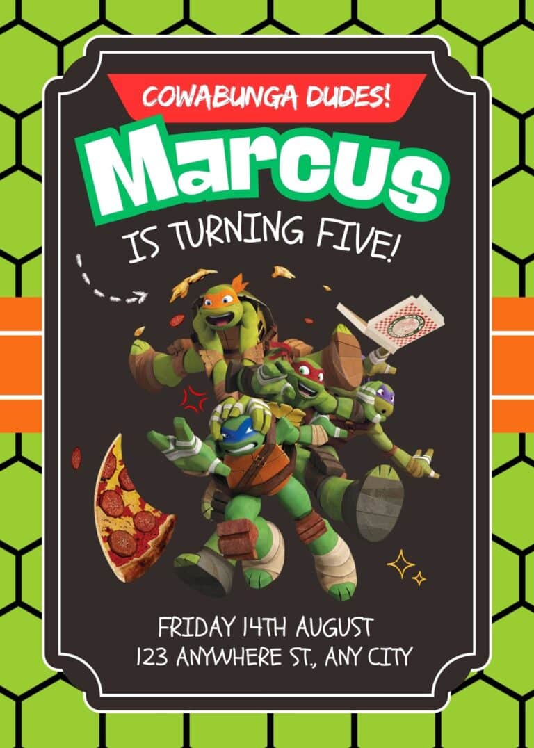 FREE Editable Canva - 8+ Heroic Teenage Mutants Ninja Turtles Birthday Invitation Templates