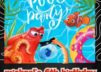 FREE Editable Canva - 8+ Pool Party Finding Nemo Birthday Invitation Templates