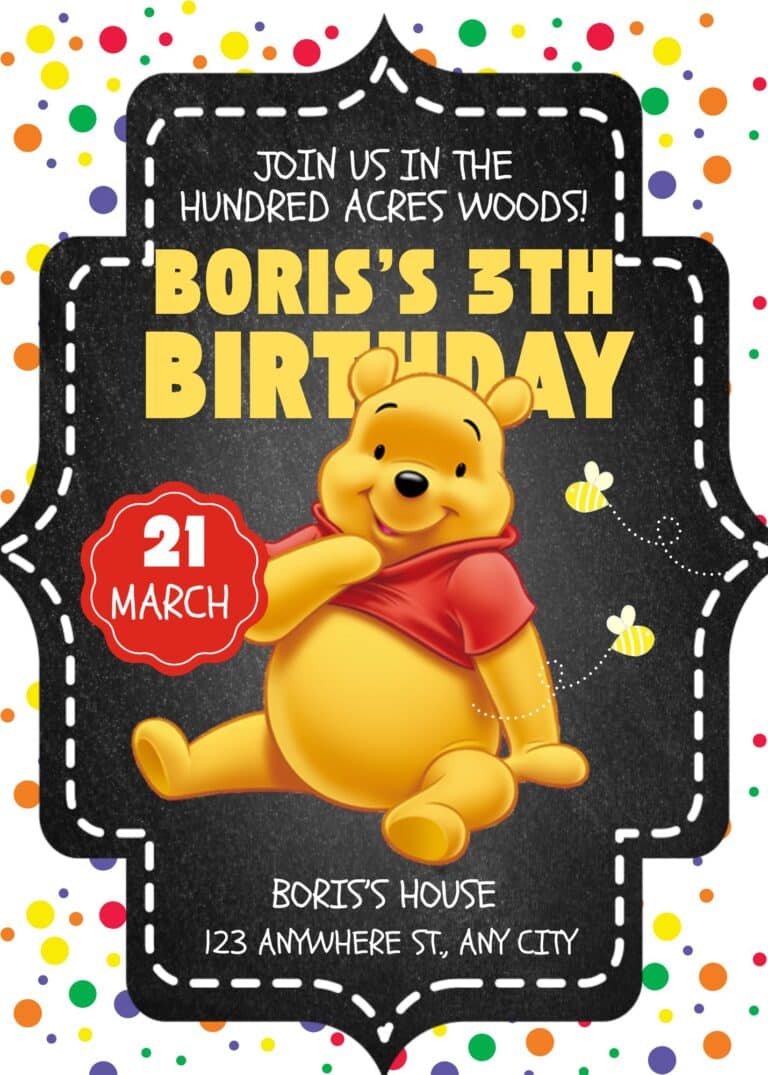 FREE Editable Canva - 8+ Sweet Winnie The Pooh Birthday Invitation Templates