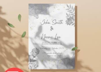 FREE Editable PDF - Monochrome For Wedding Invitation Templates