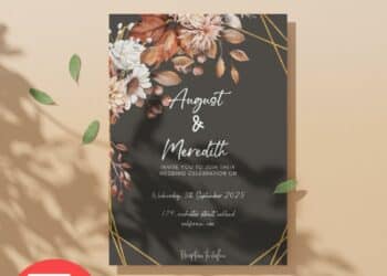 FREE Editable PDF - Rustic Autumn Wedding Invitation Templates