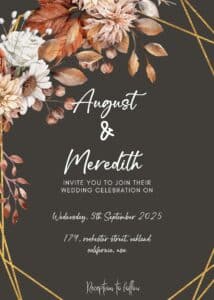 FREE Editable PDF - Rustic Autumn Wedding Invitation Templates