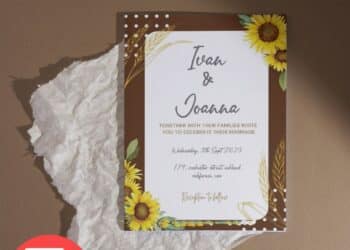 FREE Editable PDF - Sunflower Spot Wedding Invitation Templates
