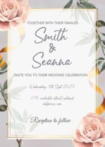 FREE Editable PDF - Surround By Roses Wedding Invitation Templates