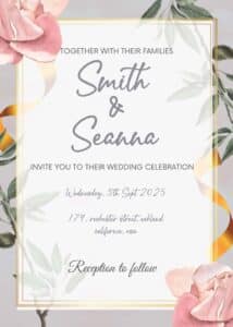 FREE Editable PDF - Surround By Roses Wedding Invitation Templates