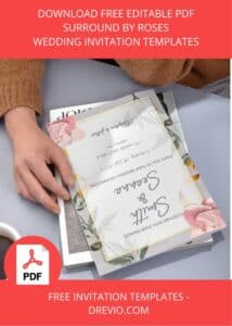 FREE Editable PDF - Surround By Roses Wedding Invitation Templates