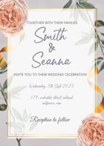 FREE Editable PDF - Surround By Roses Wedding Invitation Templates
