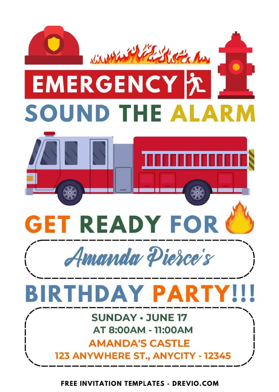 Firefighters Birthday Invitation