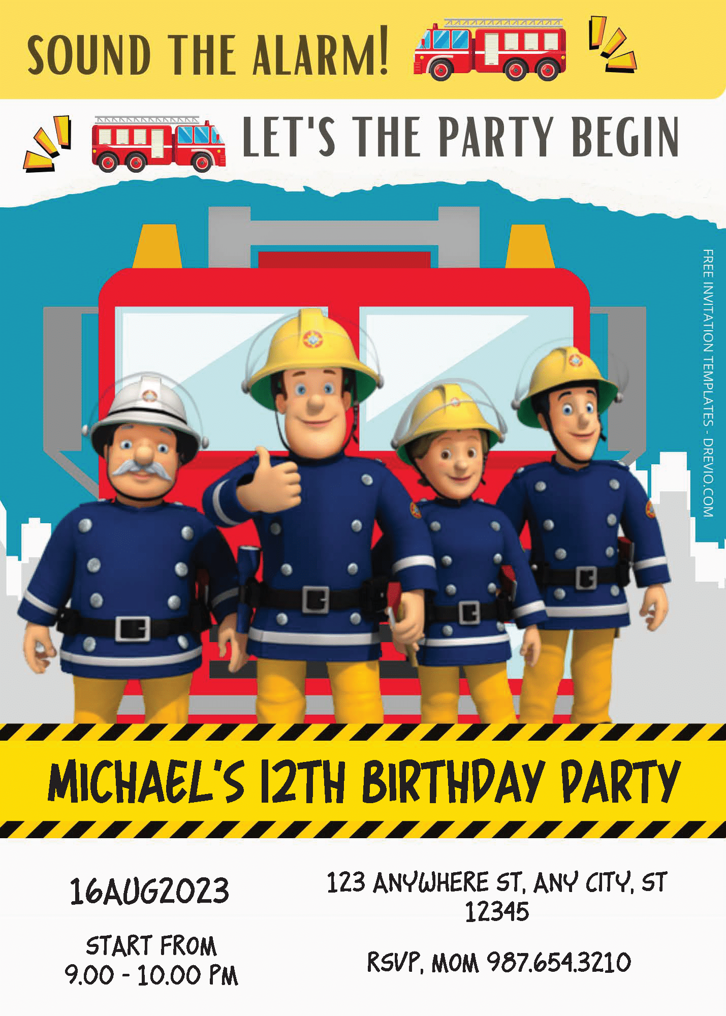 Free Firefighter Birthday Invitations