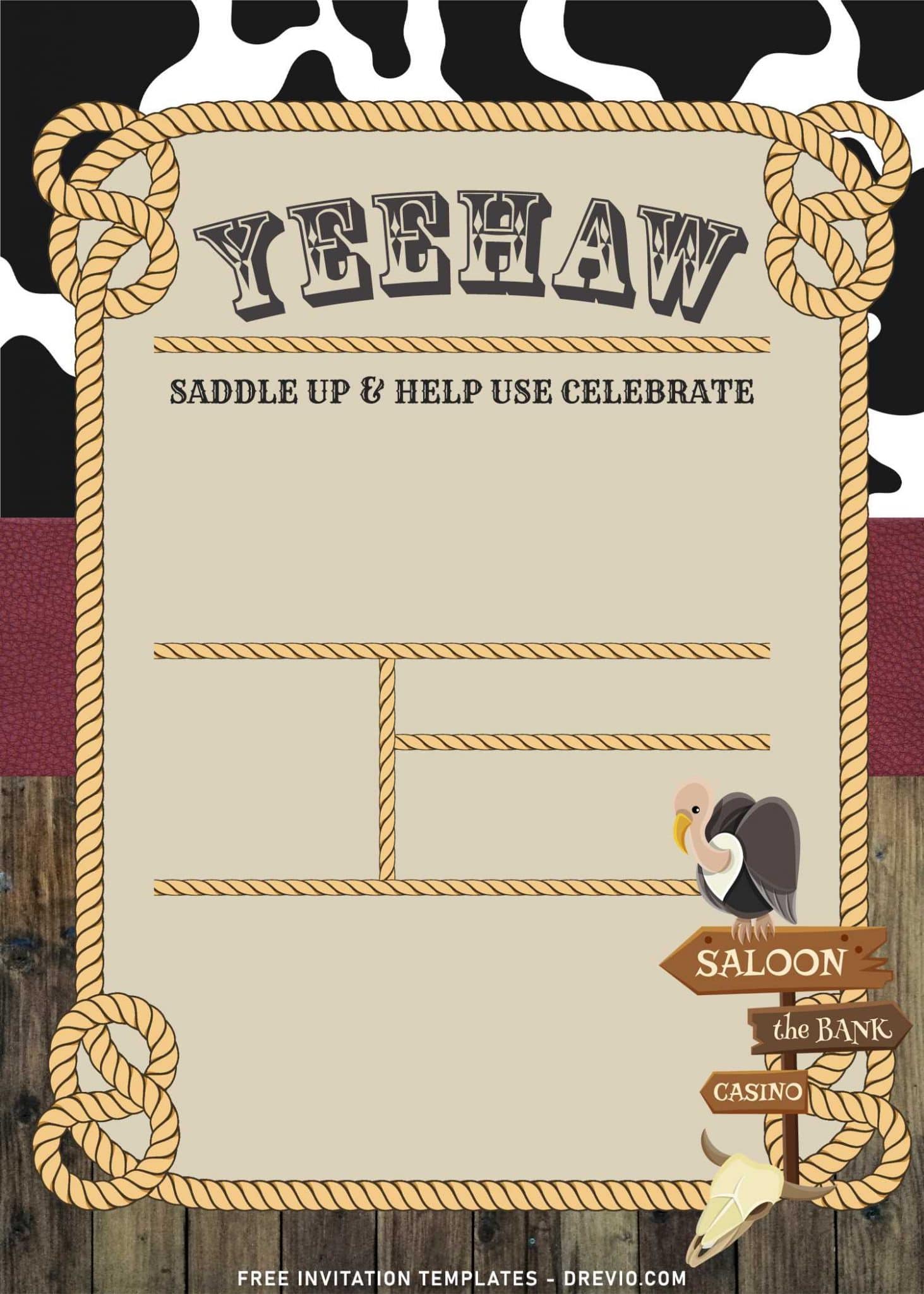 Instant Download Wild West Rodeo Invitations