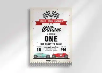 Race Car Birthday Invitations (Credit: heliadesignco)