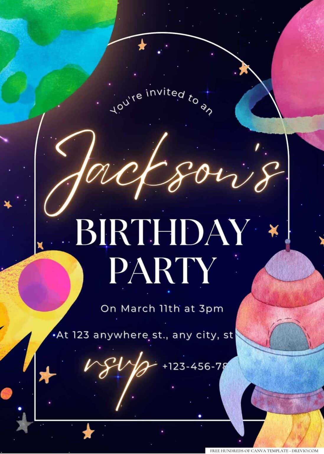Rocket Birthday Invitation