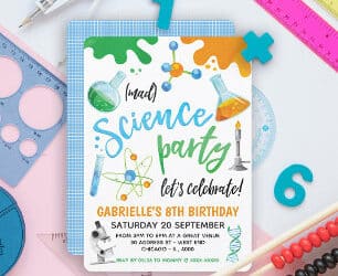 Science Birthday Invitations (Credit: zazzle)