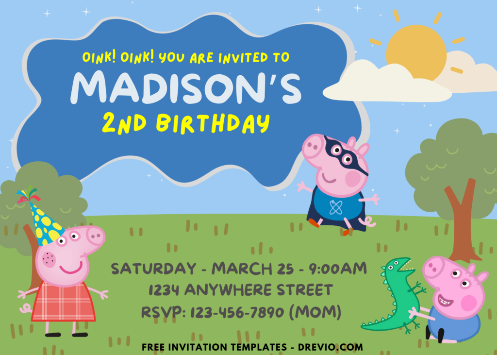 Adorable Peppa Pig Birthday Party Invitations