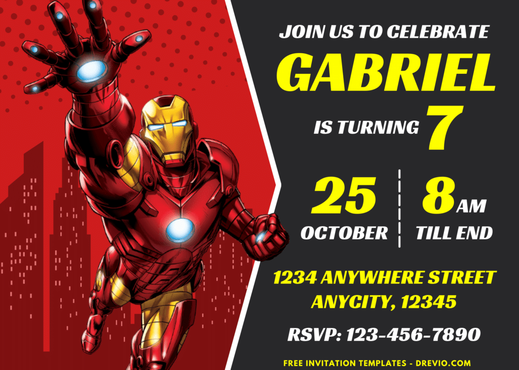 Iron Man Birthday Party Invitations