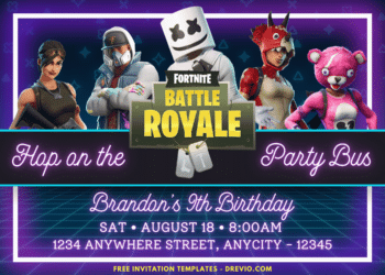 DJ Marshmello Fortnite Birthday Party Invitations