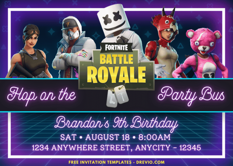 DJ Marshmello Fortnite Birthday Party Invitations