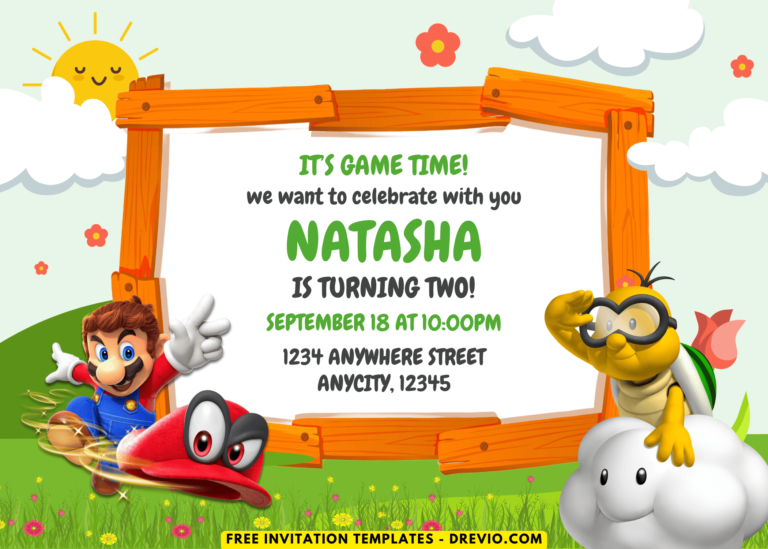 Mario and Koopa Birthday Party Invitations