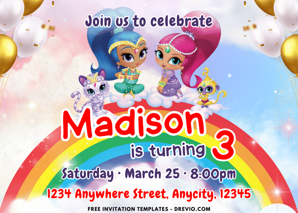Cute Shimmer And Shine Birthday Invitations