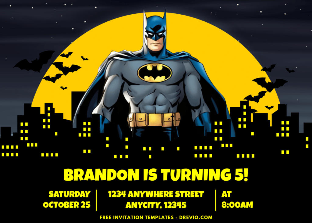 Batman Comic Style Birthday Party Invitations