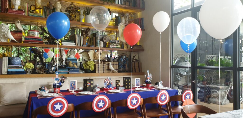 Blue Captain America inspired tablecloth