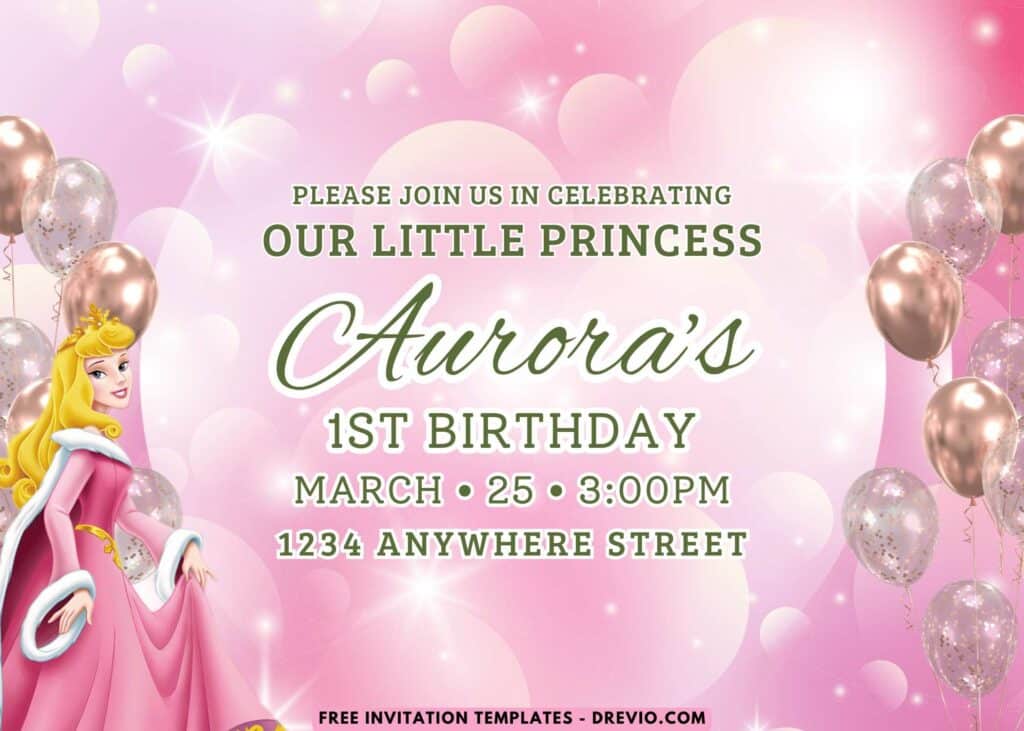 Disney Princess Aurora Birthday Party Invitations