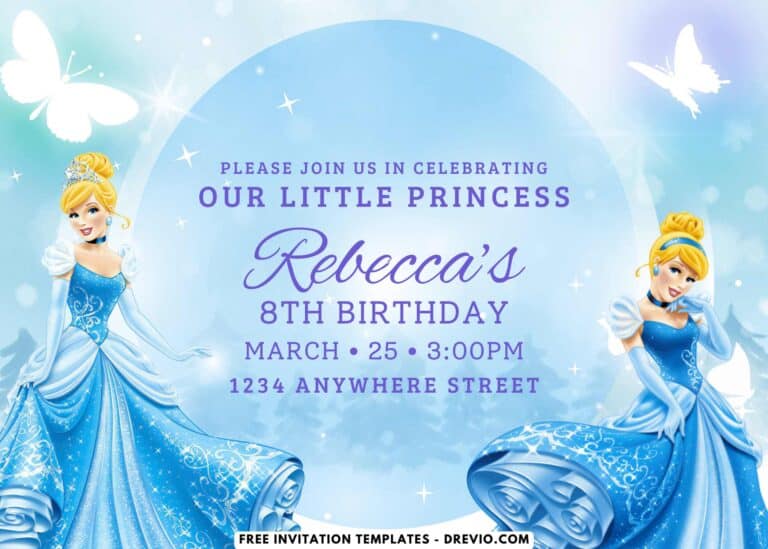 Shimmering Snow Cinderella Birthday Party Invitations