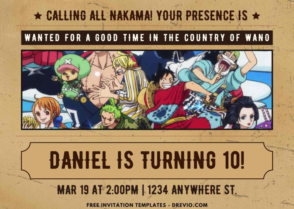 One Piece Birthday Party Invitations