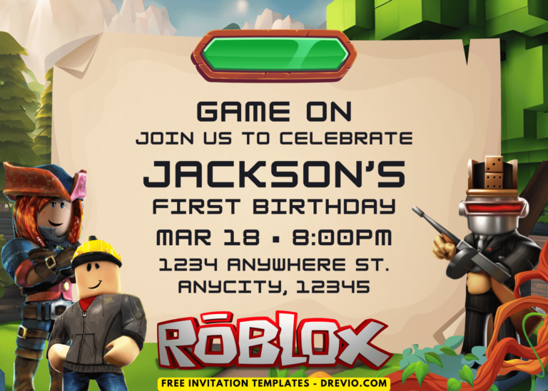 Roblox Birthday Party Invitations