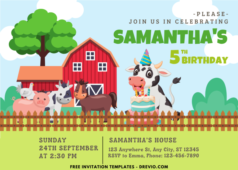 Farm Animals Birthday Party Invitations