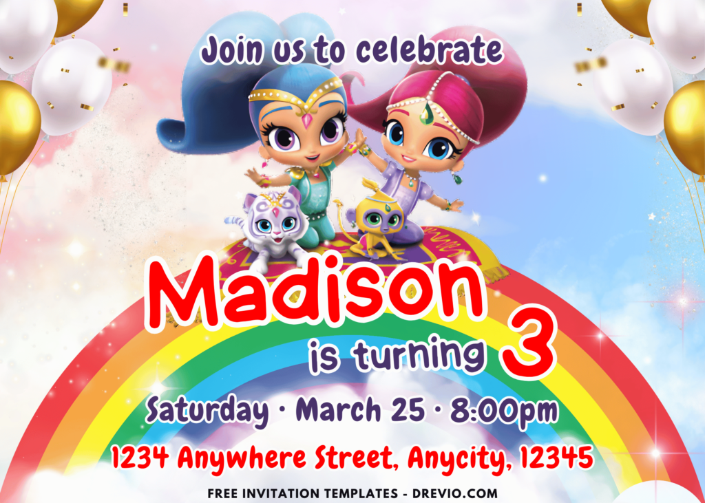 Shimmer And Shine Birthday Invitations
