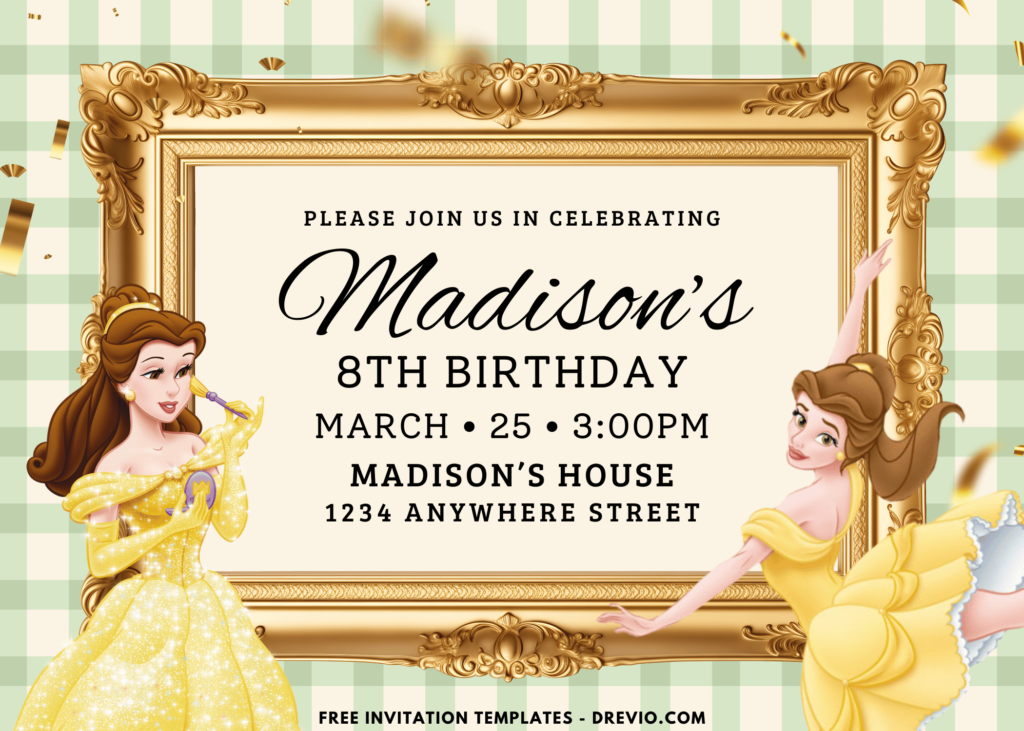 Belle Birthday Party Invitations